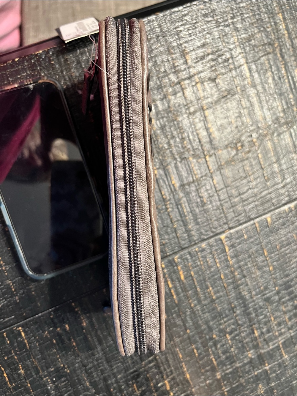 Clarks Brown Quilted Ring-Accent Zip Wallet - Picture 3 of 5